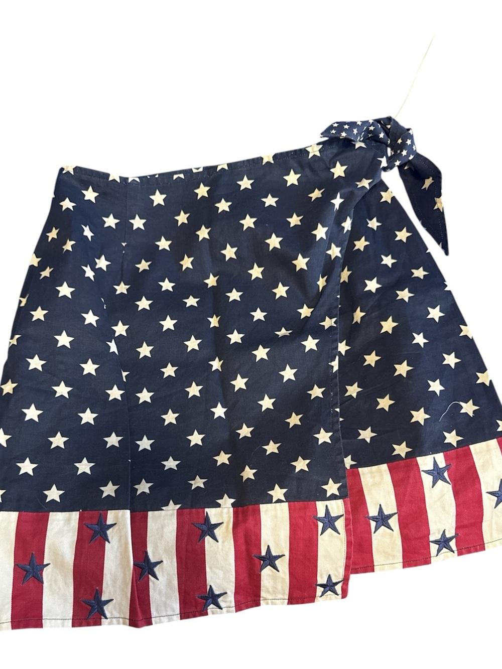 Cambridge Dry Goods Navy Star Wrap Skirt with Flag Hem